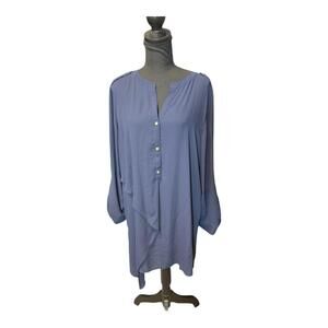 Chico's Women's Navy Stylized Utility Long Tunic LS Fashion Top Size 2 NWT $89